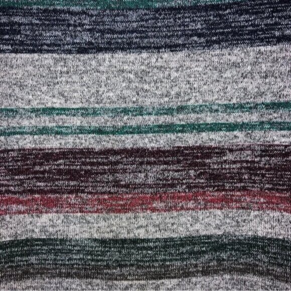 Market& Spruce Stripe Dress M Green Blue Wine Grey Long Bell Sleeve Knee - Picture 5 of 8